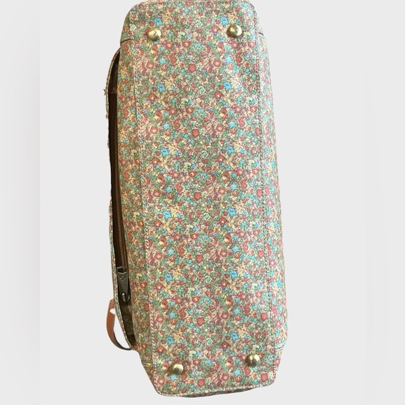 Patricia Nash Silvi Tote Coral Bouquet Floral Leather Trim Travel Work - Picture 13 of 16